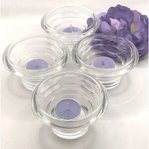 Set of Four Villeroy & Boch Heavy Tribeca Glass Votives